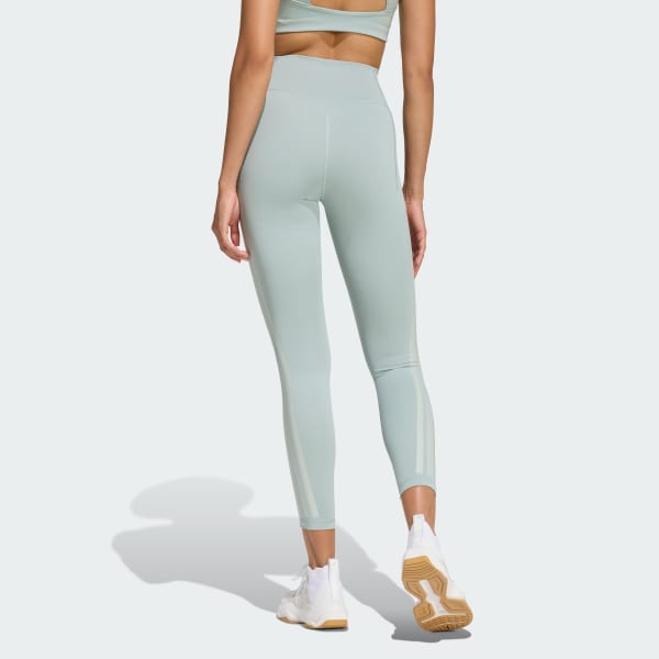 Green Optime Workout 3-Stripes 7/8 Leggings 

