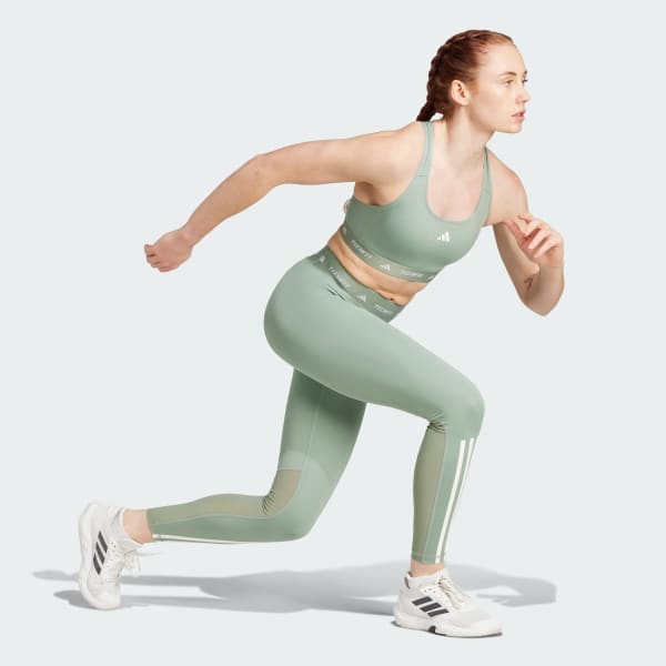 Green TECHFIT 3-Stripes 7/8 Leggings