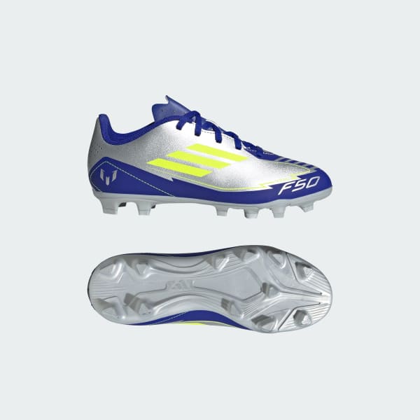 Plateado Zapatos de fútbol F50 Club Messi Firme/Multi-Terreno Infantil