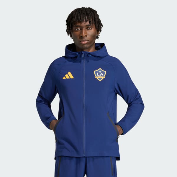 adidas LA Galaxy Tiro Travel Ful Zip Windbreaker - Blue | Free
