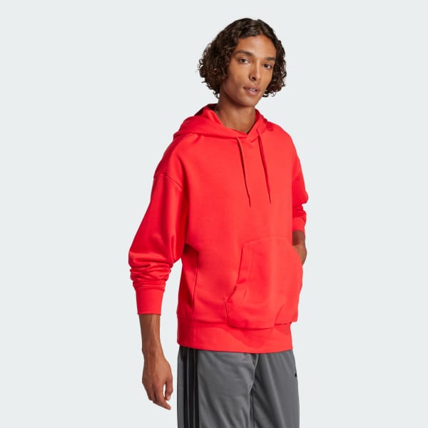 Rosso Felpa con cappuccio Essentials Loose-Fit 3 Bar Logo French Terry
