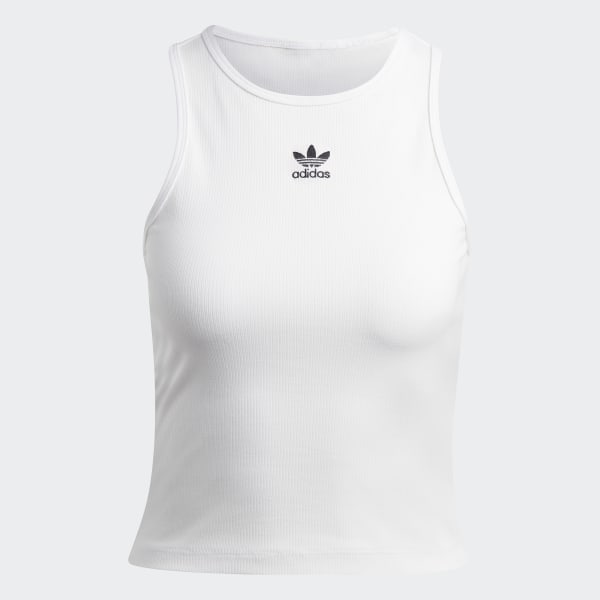 adidas Essentials Rib Tank Top - White, Women's Lifestyle