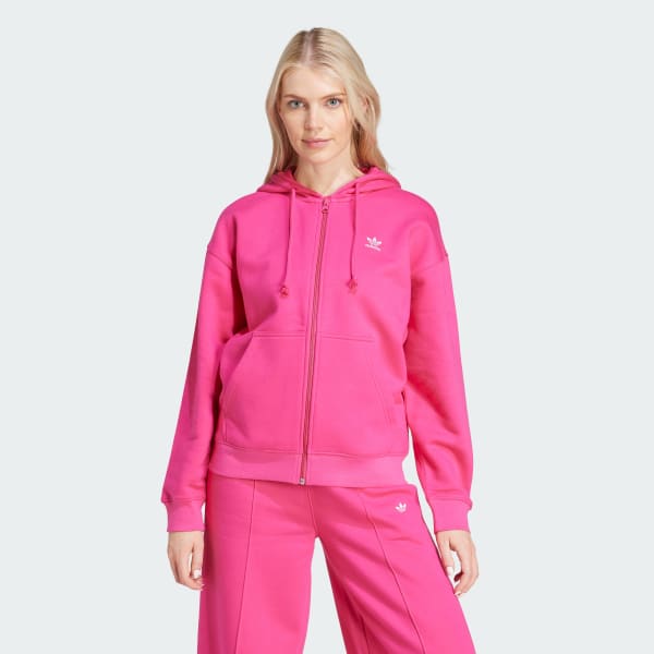 Felpa adidas con new arrivals zip rosa