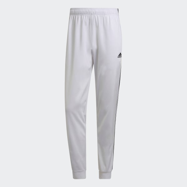 adidas Essentials Warm-Up Tapered 3-Stripes Track Pants - White | Men's ...