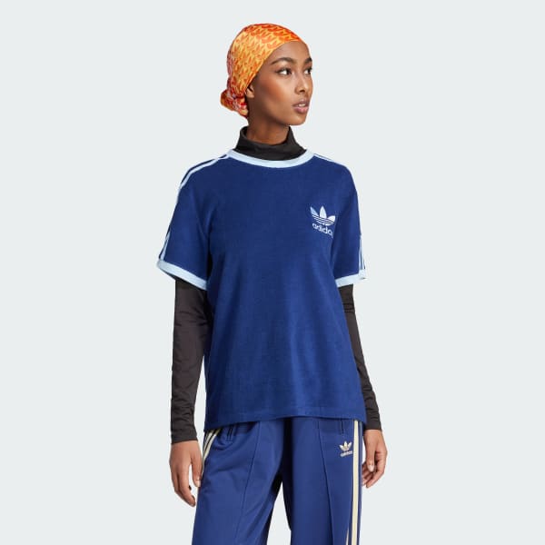 Bleu T-shirt tissu éponge 3 bandes