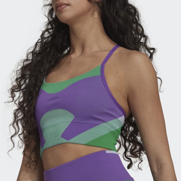 fialová Športová podprsenka adidas by Stella McCartney TrueStrength Yoga Knit Light-Support