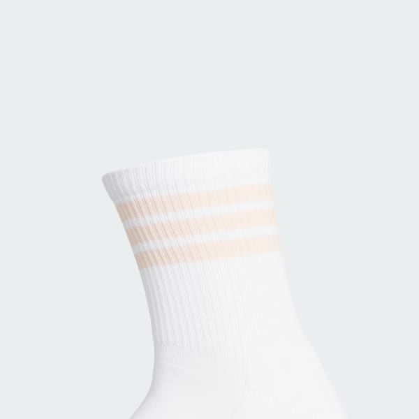 White 3-스트라이프 하프 크루 양말