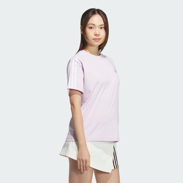 パープル エッセンシャルズ プラス スリーストライプス 半袖Tシャツ