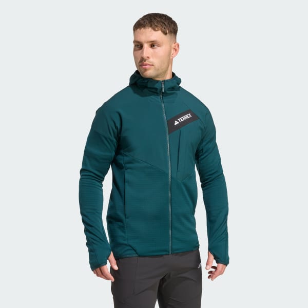 Zielony Terrex Techrock CLIMAWARM+ Wind Hooded Fleece Jacket