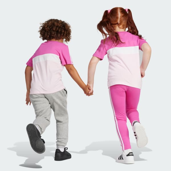 | Switzerland adidas Cotton adidas T-Shirt Kids 3-Streifen - Tiberio Rosa Colorblock