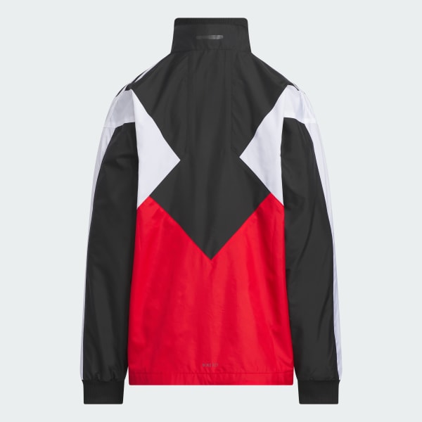 ブラック マストハブ ルーズフィット WIND. RDY カラーブロック 起毛トリコットウーブン トラックトップ キッズ