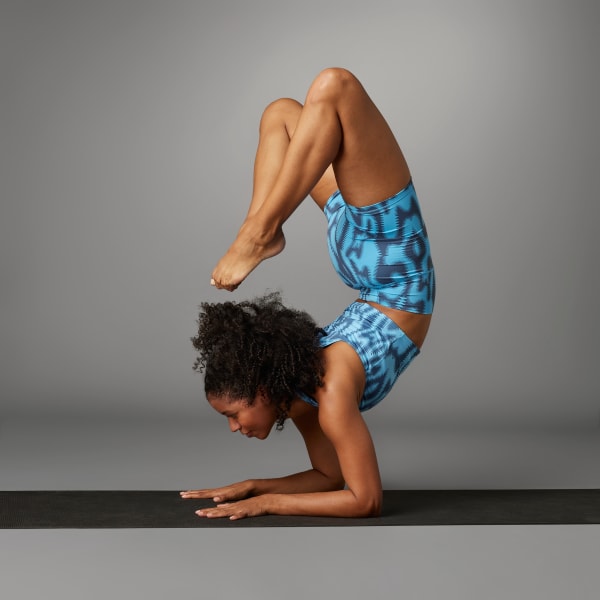 Bleu Débardeur imprimé Yoga Studio