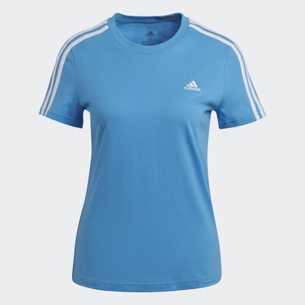 Blue Essentials Slim 3-Stripes Tee