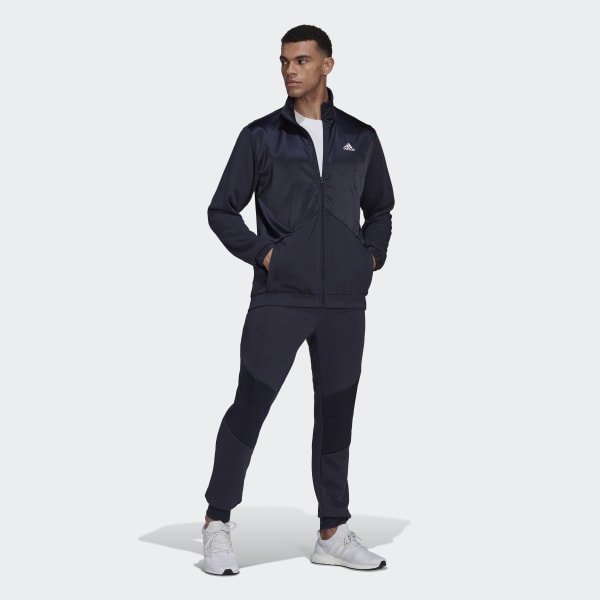 Blau Satin French Terry Trainingsanzug
