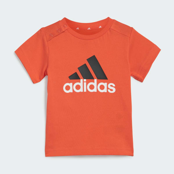 adidas Essentials Organic Cotton Tee and Shorts Set Orange