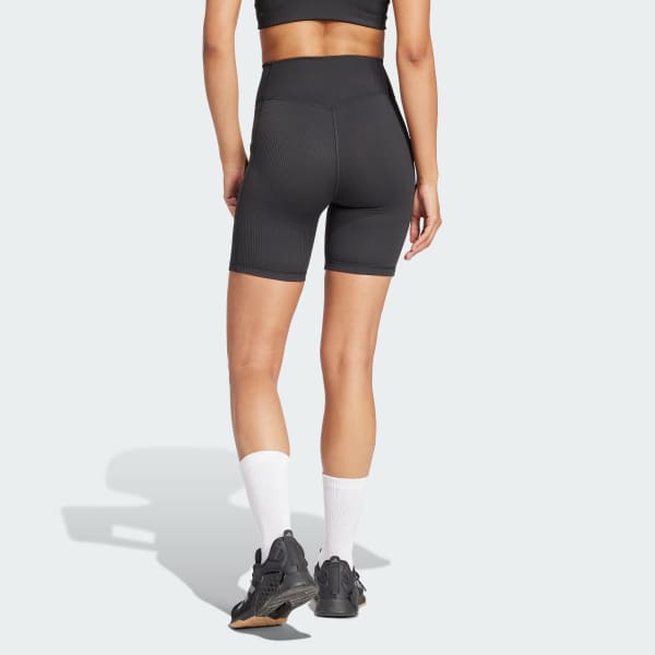 Adidas Optime Rib Short Leggings Black Xs Womens HIIT Shorts