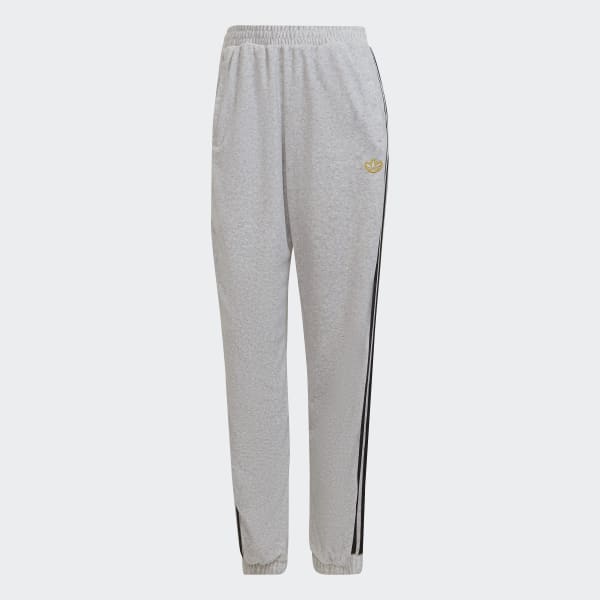 Gris Pantalón con Puños en Tejido de Tercipelo Jaspeado