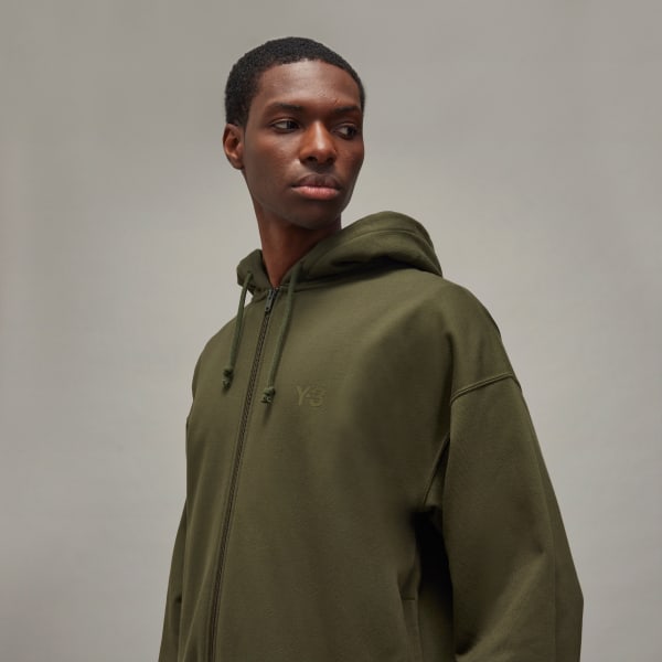 アディダス Y-3 BRUSHED TERRY ZIP HOODIE - グリーン
