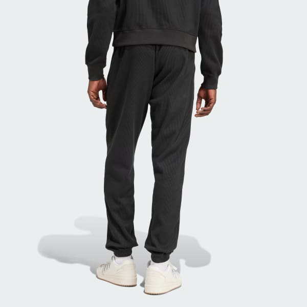 Black Trefoil Essentials Waffle Pants