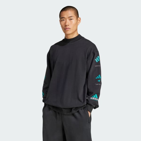 Svart EQT Long Sleeve Graphic T-skjorte