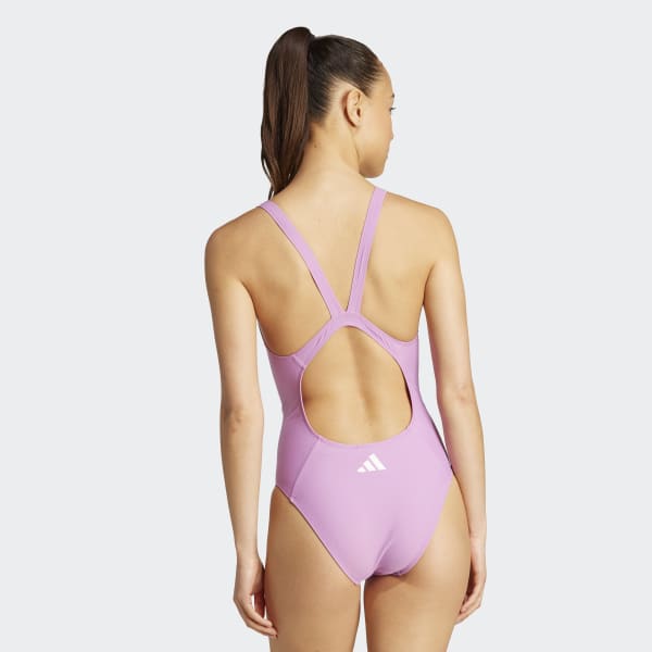 adidas 3-Stripes V-Back Swimsuit - Purple | adidas UK