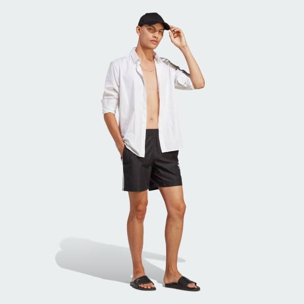 Schwarz Originals adicolor 3-Streifen Badeshorts