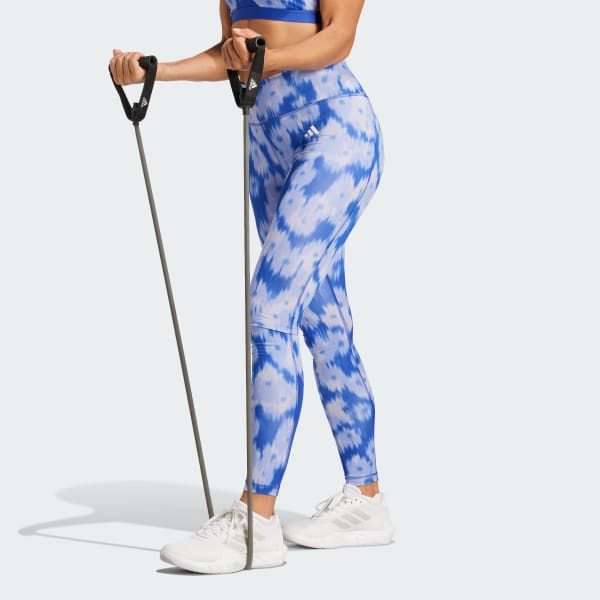 blauw Optime Essentials Allover Print Flower Tie-Dye Legging