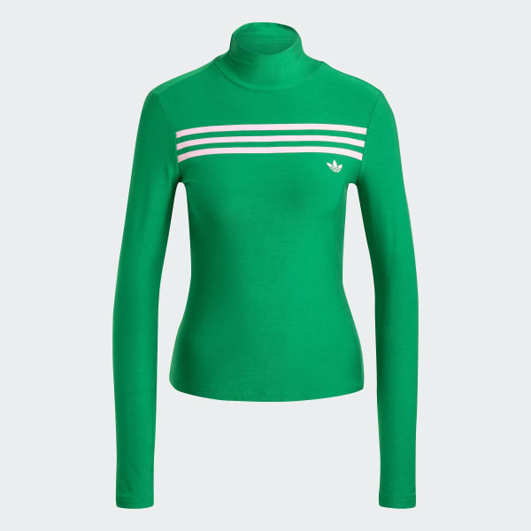 Green 70s Long Sleeve 3-Stripes Tee