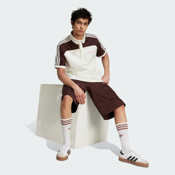 White '80s Premium 3-Stripes Archive Mock Mesh Polo Shirt