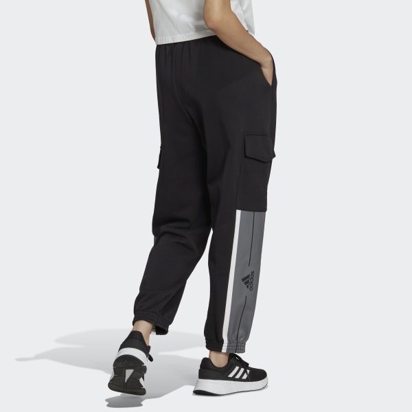 Svart Essentials Pin Stripe Block Fleece Cargo Pants N1560