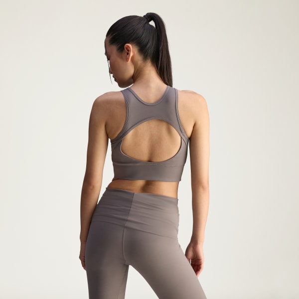 สีน้ำตาล เสื้อเทรนนิงทรงครอป adidas by Stella McCartney