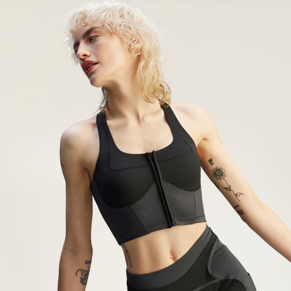 Siyah adidas by Stella McCartney Two-Tone Fermuarlı Crop Üst