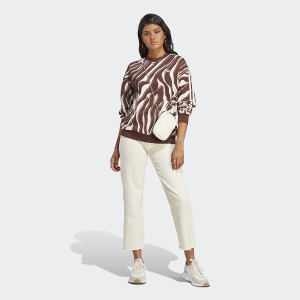 Braun Abstract Allover Animal Print Sweatshirt