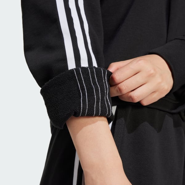 Adidas Adicolor 3 Stripes Short Hoodie Women Black L