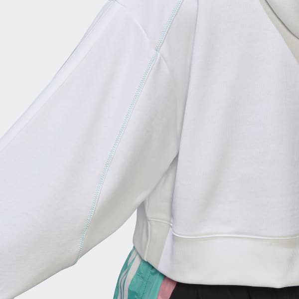 Blanc Sweat-shirt à capuche court EUZ61