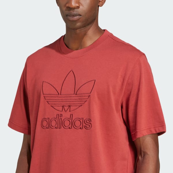 adidas Adicolor Outline Trefoil Tee - Red | adidas Singapore
