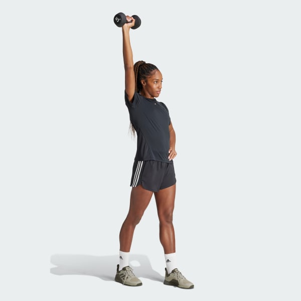Negro Shorts Pacer Training 3 Franjas Tejidos Corte Alto