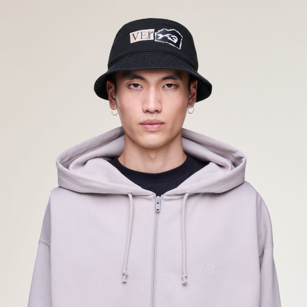 สีดำ หมวกบัคเก็ตพิมพ์ลาย Y-3