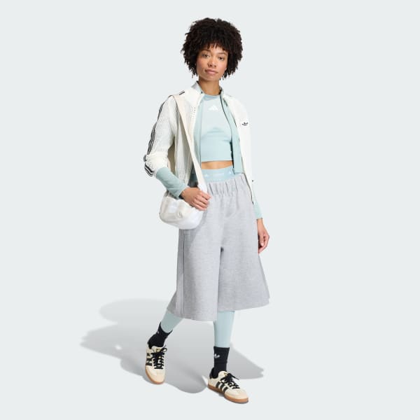 Bianco Track Top Firebird all'uncinetto