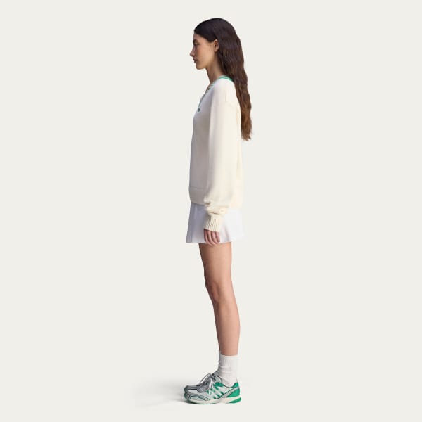 adidas Sporty & Rich V-Neck Sweater - White | Free Shipping