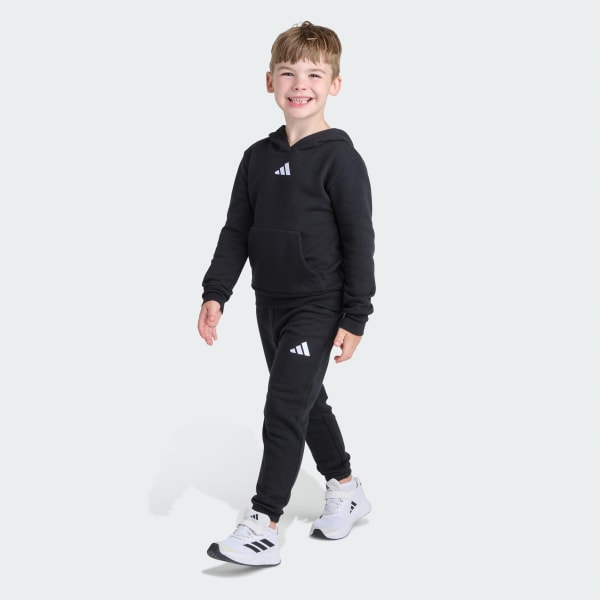Black 2-Piece Long Sleeve Fleece Pullover & Jogger Set