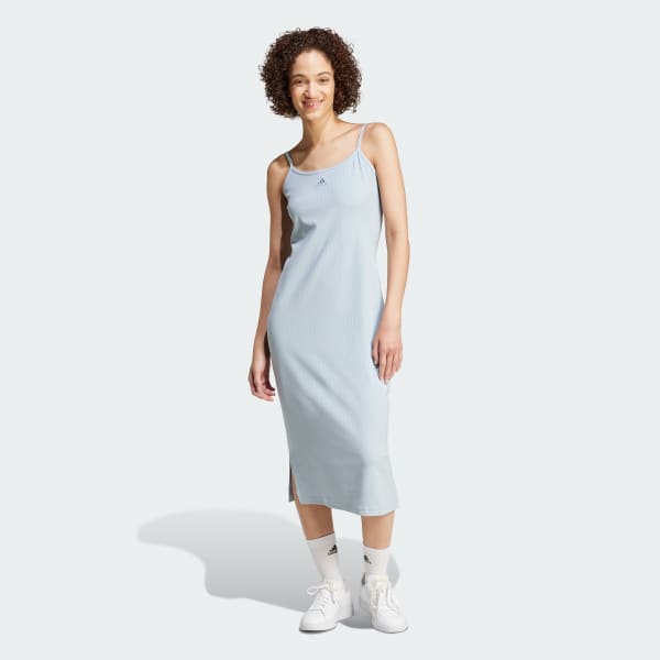 Μπλε ALL SZN Rib Fitted Midi Dress