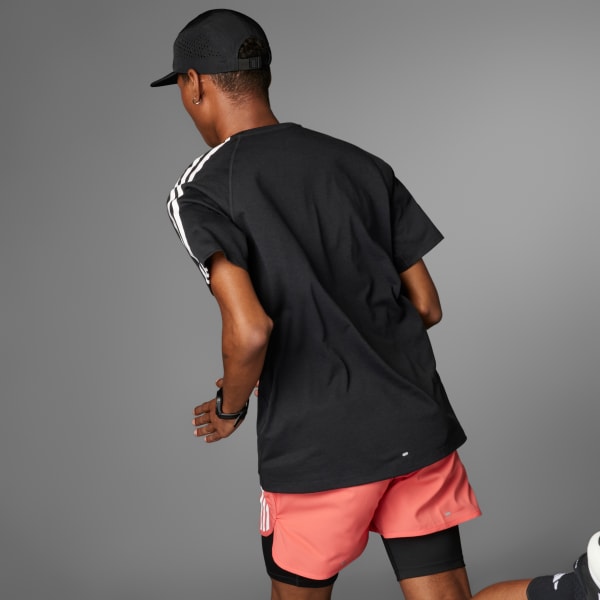 cerná Tričko Own the Run 3-Stripes