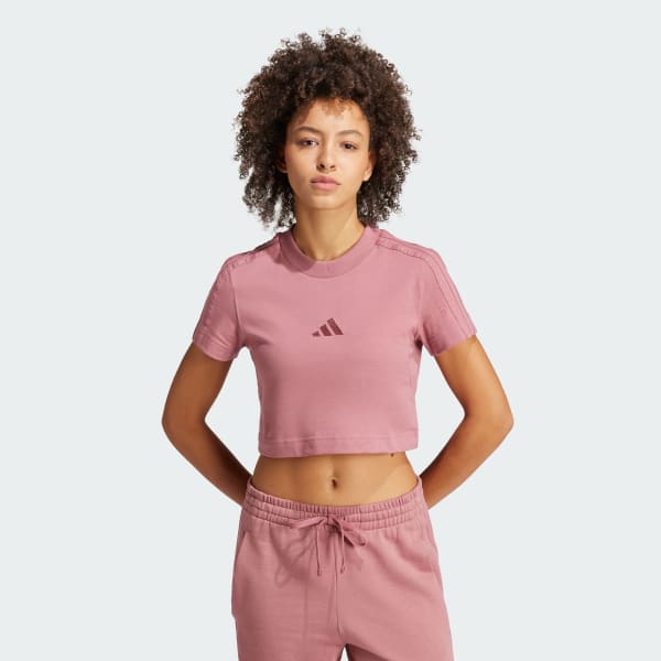 สีชมพู เสื้อยืดทรงสลิม ALL SZN 3-Stripes