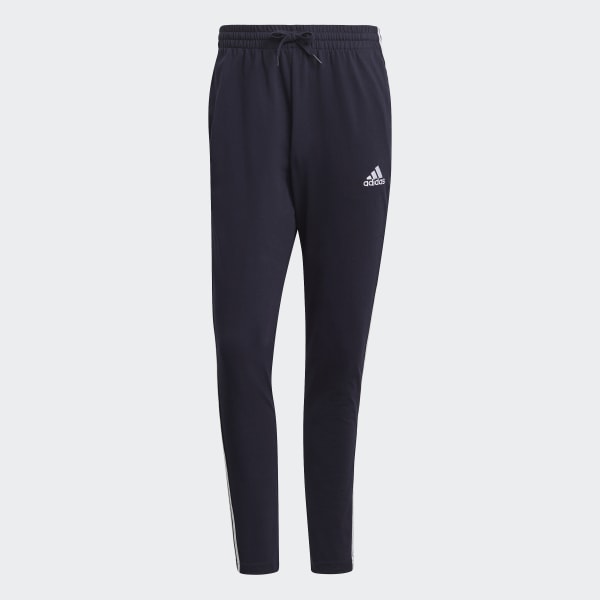 blauw Essentials Single Jersey Tapered Open Hem 3-Stripes Broek