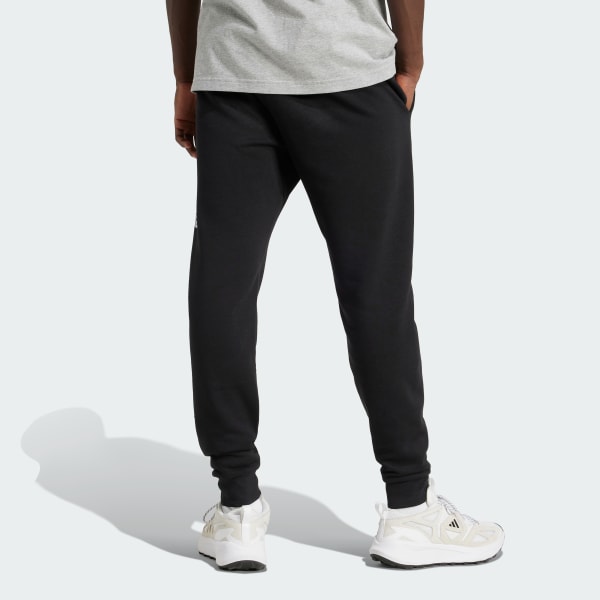 Black Essentials Linear Fleece Pants Cuffed