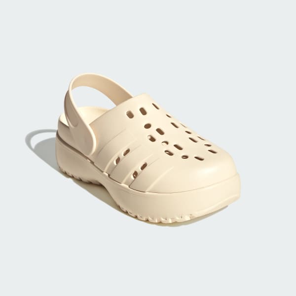 White Adilette Platform Clogs