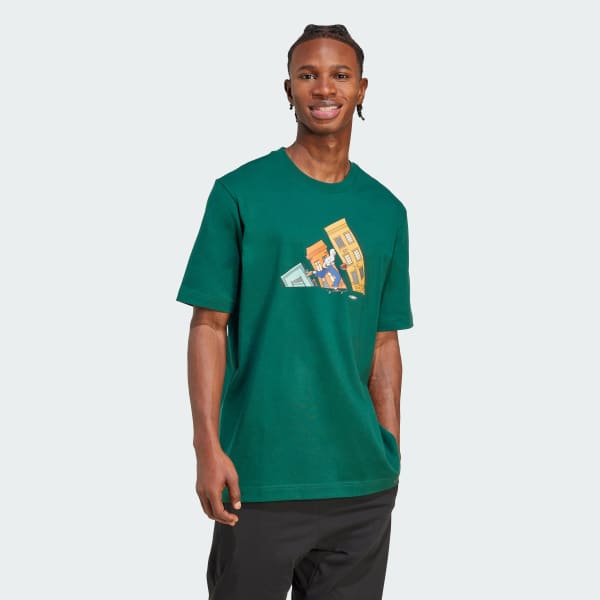 Verde Camiseta Estampada Doodle Hunt Skate