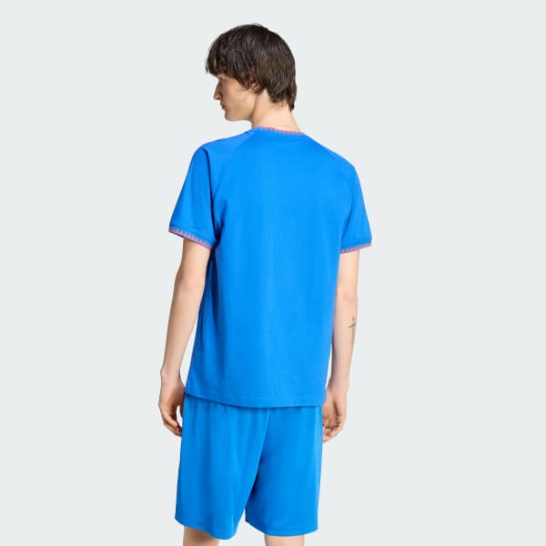 Blue CHEST STRIPES ENGINEERED COLLAR TEE