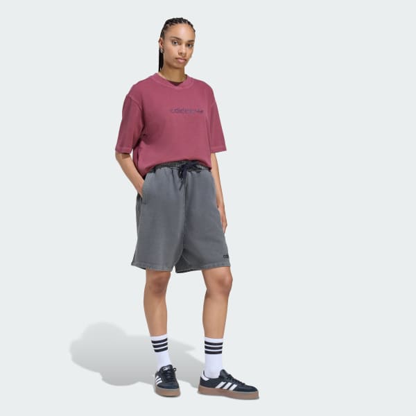 Burgundy Essentials Linear Boyfriend Tee Oversized Washed